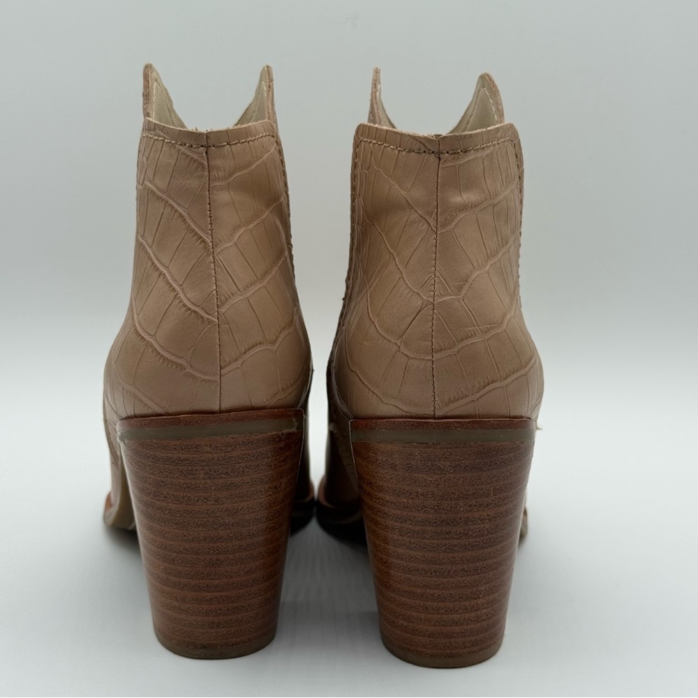 DOLCE VITA Rozane Snakeskin-Embossed Leather Pointy Toes Slip On Booties SZ 6.5 - Picture 7 of 16
